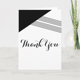 Black White Geometric Stripe Thank You Card