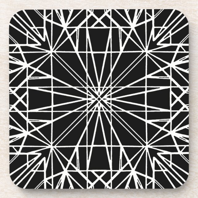 Black & White Geometric Symmetry Coaster (Front)