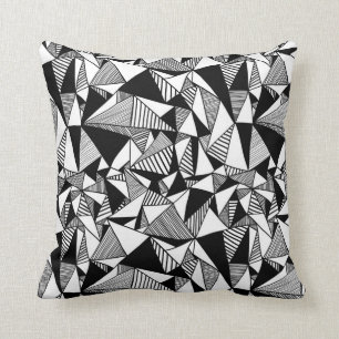 Black & White Geometric Throw Pillow