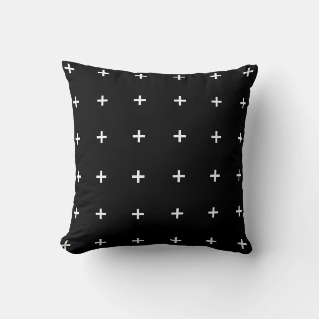 Black & White Geometric Throw Pillow (Front)