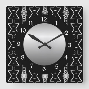 Black & White Geometric Triangles Wall Clock