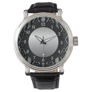 Black & White Geometric Triangles Wrist Watch