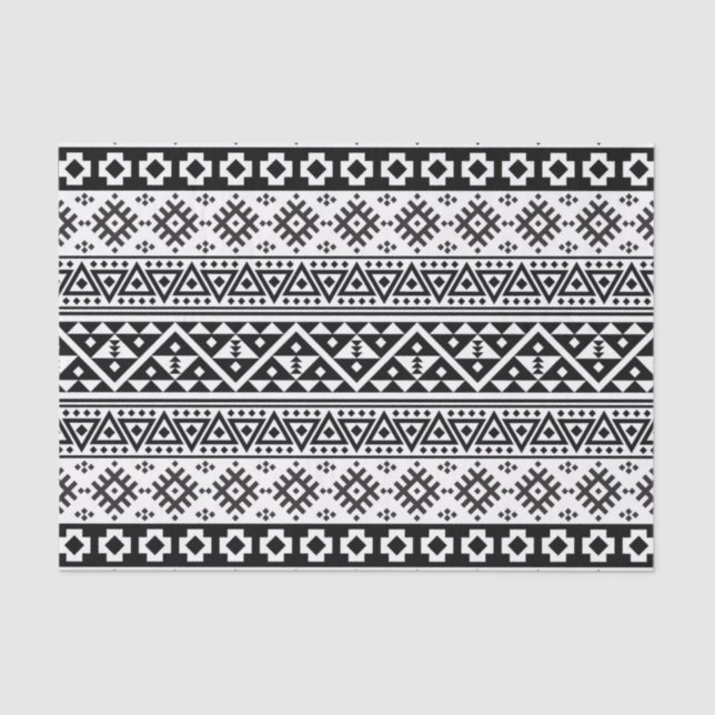 Black White Geometric Tribal Pattern Aztec Boho Tissue Paper (Front)