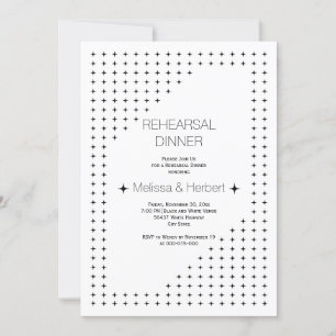 Black white geometric wedding rehearsal dinner invitation