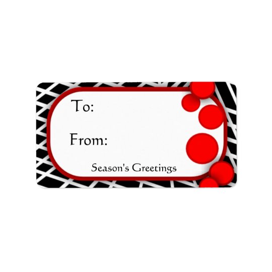 Black White Geometric with Red Dots Gift Tags Address Label