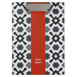 Black & White geometry with Red Stripe Clipboard 