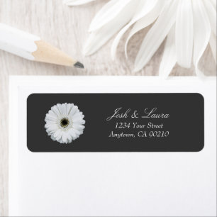 Black & White Gerbera Daisy   Floral Address Return Address Label