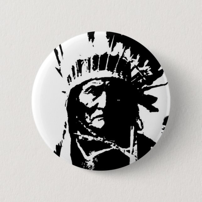 Black & White Geronimo 6 Cm Round Badge (Front)