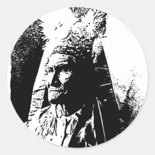 Black & White Geronimo Classic Round Sticker