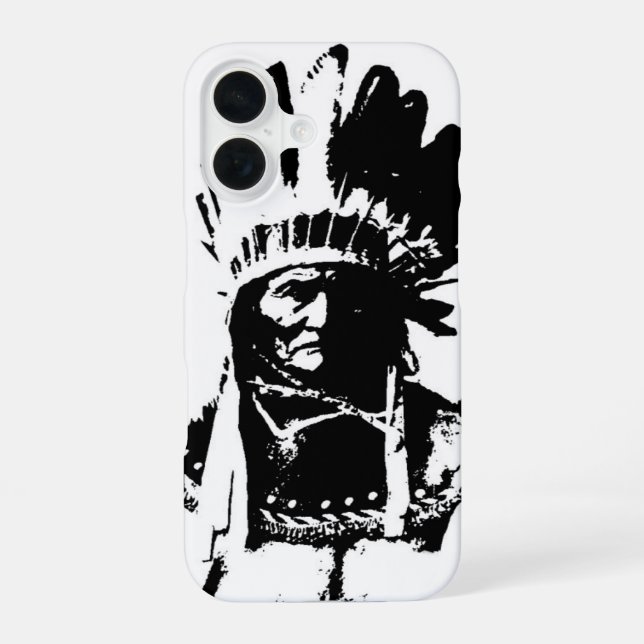 Black & White Geronimo iPhone 16 Case (Back)
