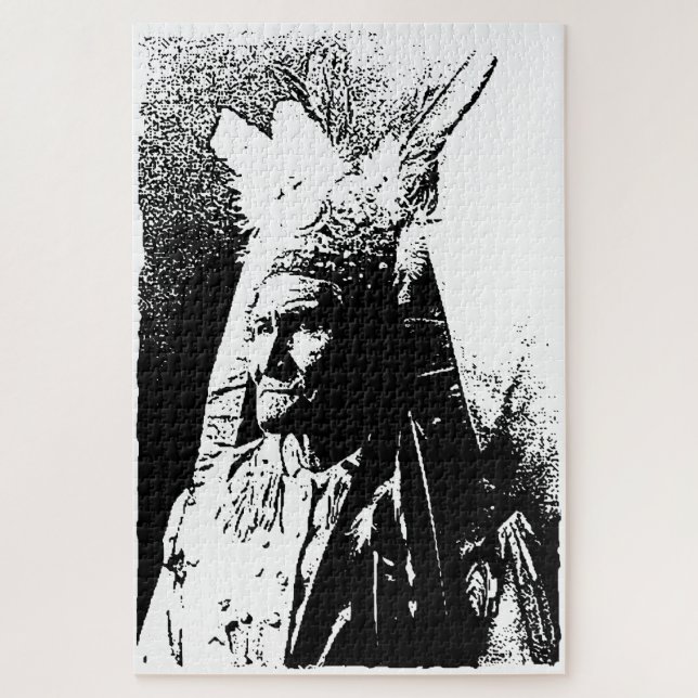 Black & White Geronimo Jigsaw Puzzle (Vertical)