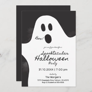 Black & White Ghost Spooktacular Halloween Party  Invitation