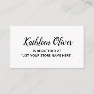 Black & White Gift Registry Card in Modern Script