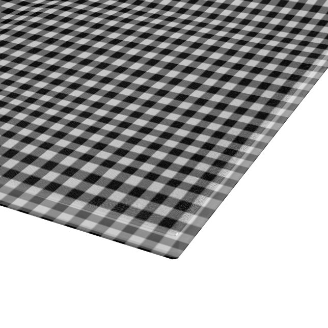 Black-White Gingham-15x11 GLASS CUTTING BOARD (Corner)