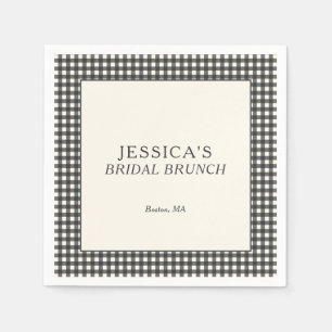 Black White Gingham Bridal Brunch Shower Custom Napkin