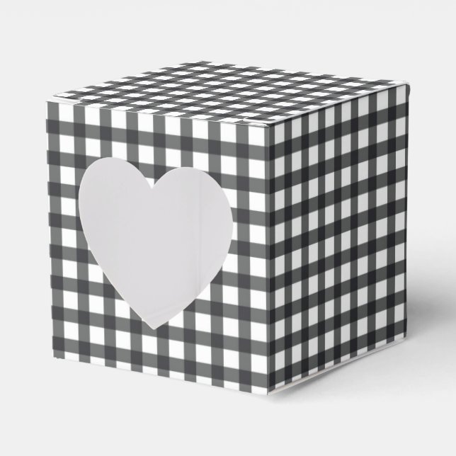 Black White Gingham Check 2" Favour Box (Front Side)