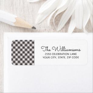 Black White Gingham Check Custom Return Address Return Address Label