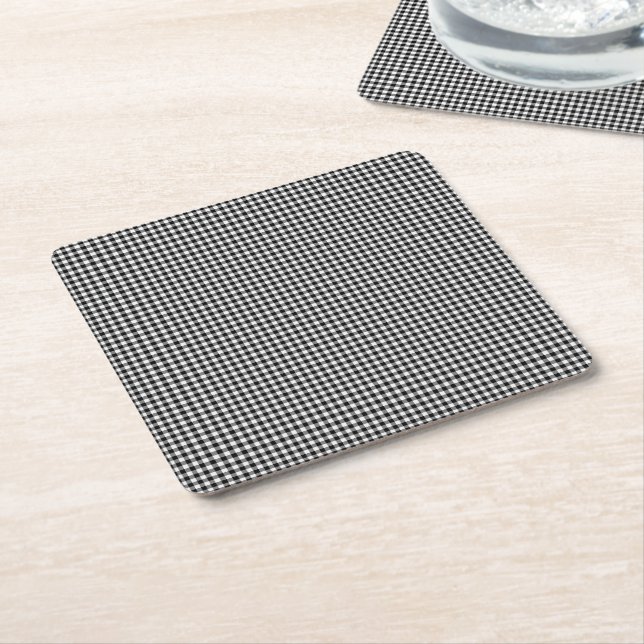 Black-White Gingham-PAPER PARTY COASTERS (Angled)