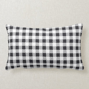 Black & White Gingham Pattern Lumbar Cushion