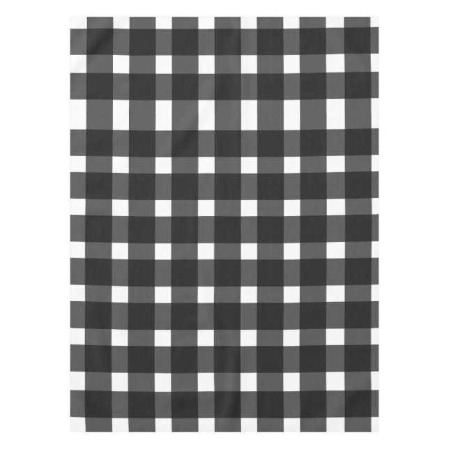 Black White Gingham Pattern Tablecloth (Front)