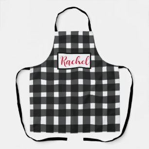 Black White Gingham Personalised Apron