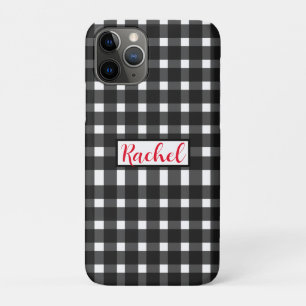 Black White Gingham Personalised  iPhone 11 Pro Case