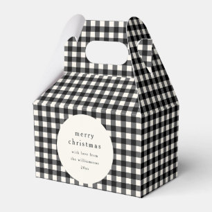 Black White Gingham Plaid Personalised Christmas Favour Box