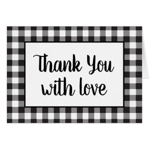 Black White Gingham Plaid Rustic Wedding Thank You