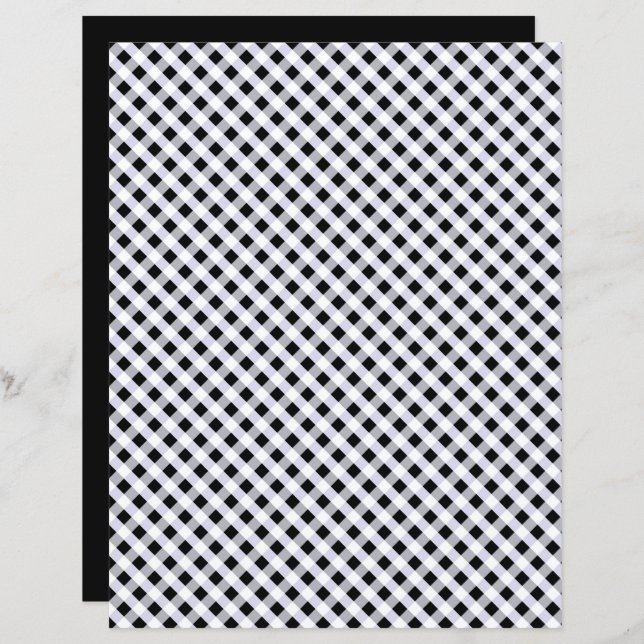 Black White Gingham Scrapbook Paper (Front/Back)