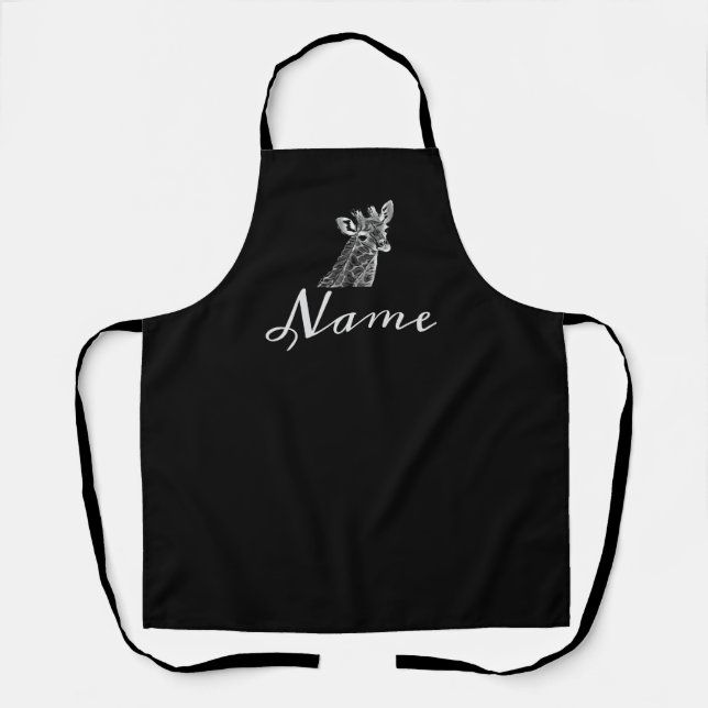 Black & white giraffe  apron (Front)