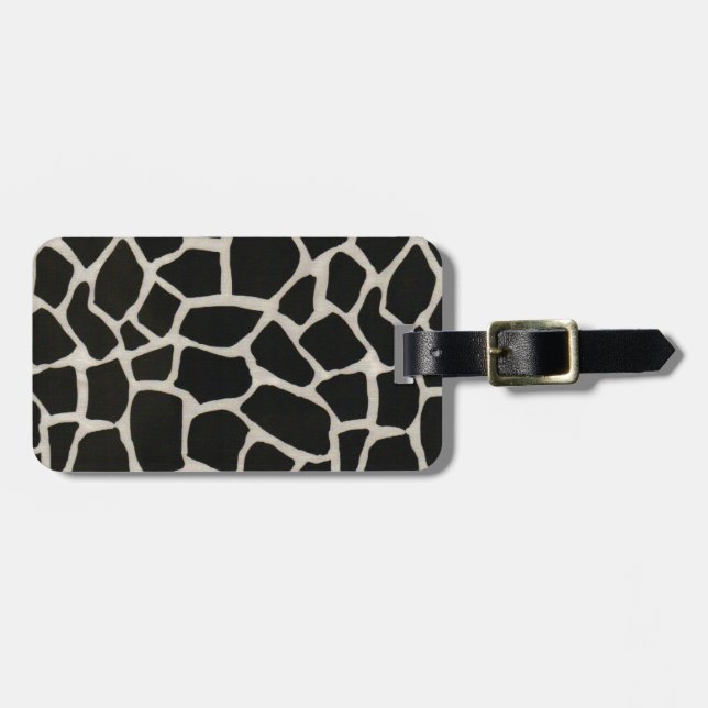 Black & White Giraffe Print Luggage Tag (Front Horizontal)