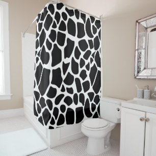 Black & White Giraffe Print Shower Curtain