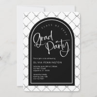 Black White Girly Bows Pattern Graduation Party