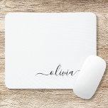 Black White Girly Script Monogram Name Modern Mouse Pad<br><div class="desc">White and Black Monogram Add Your Own Name Mousepad (Mouse Pad). This makes the perfect sweet 16 birthday,  wedding,  bridal shower,  anniversary,  baby shower or bachelorette party gift for someone that loves glam luxury and chic styles.</div>