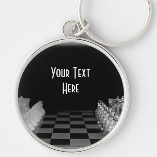 Black & White Glass Chess Board Game Key Ring