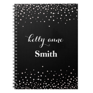 Black White Glitter Faux Foil Glamourous kraft Notebook