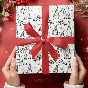Black & White Gnome Christmas Wrapping Paper