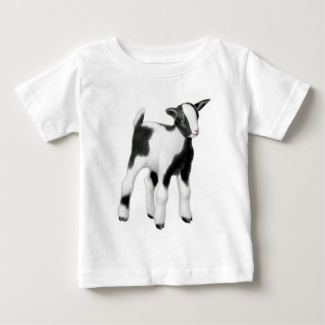 Black White Goat Kid Baby Shirt (Front)