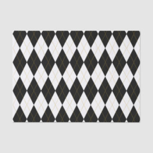 Black   White   Gold Argyle Pattern Tissue Paper