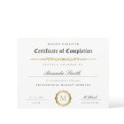 Black White Gold Certificate of Completion Award