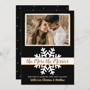 Black White Gold Christmas Pregnancy Announcement