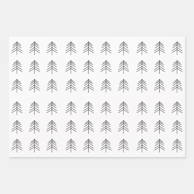 Black White Gold Christmas Tree Star Snowflake Wrapping Paper Sheet (Front)