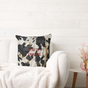 Black White Gold Cowhide Cushion
