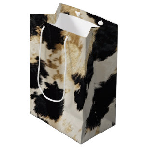 Black White Gold Cowhide Medium Gift Bag