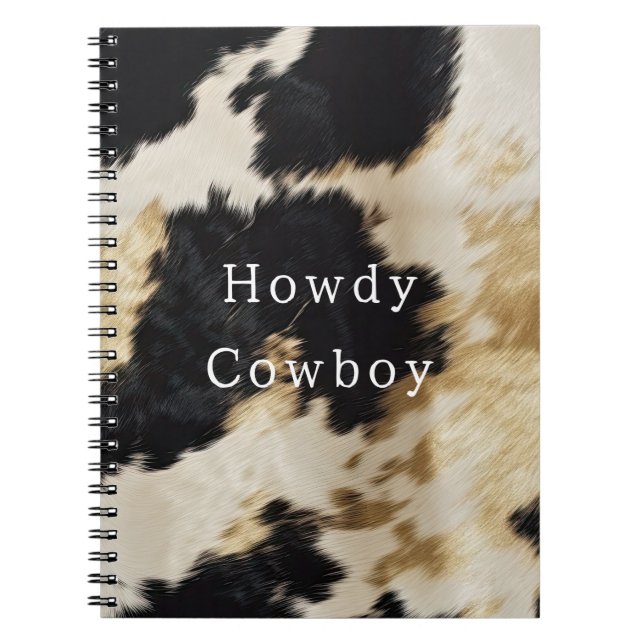 Black White Gold Cowhide Notebook (Front)