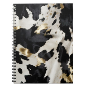 Black White Gold Cowhide Notebook