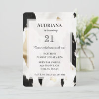 Black White Gold Cowhide Southwest Birthday