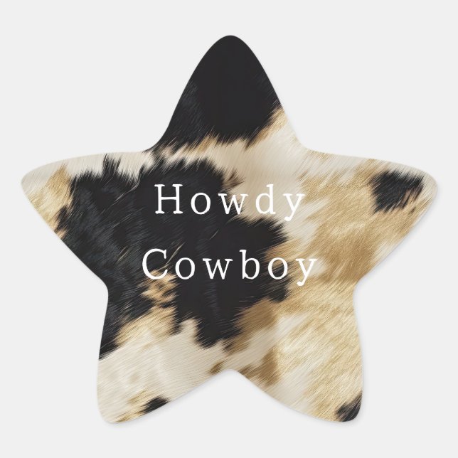 Black White Gold Cowhide Star Sticker (Front)
