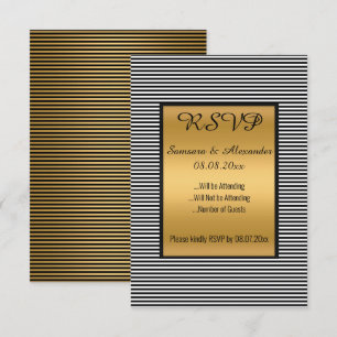 Black White Gold Doublesided RSVP Invitation