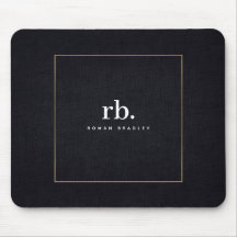 Black White Gold Fabric Effect Elegant Monogram